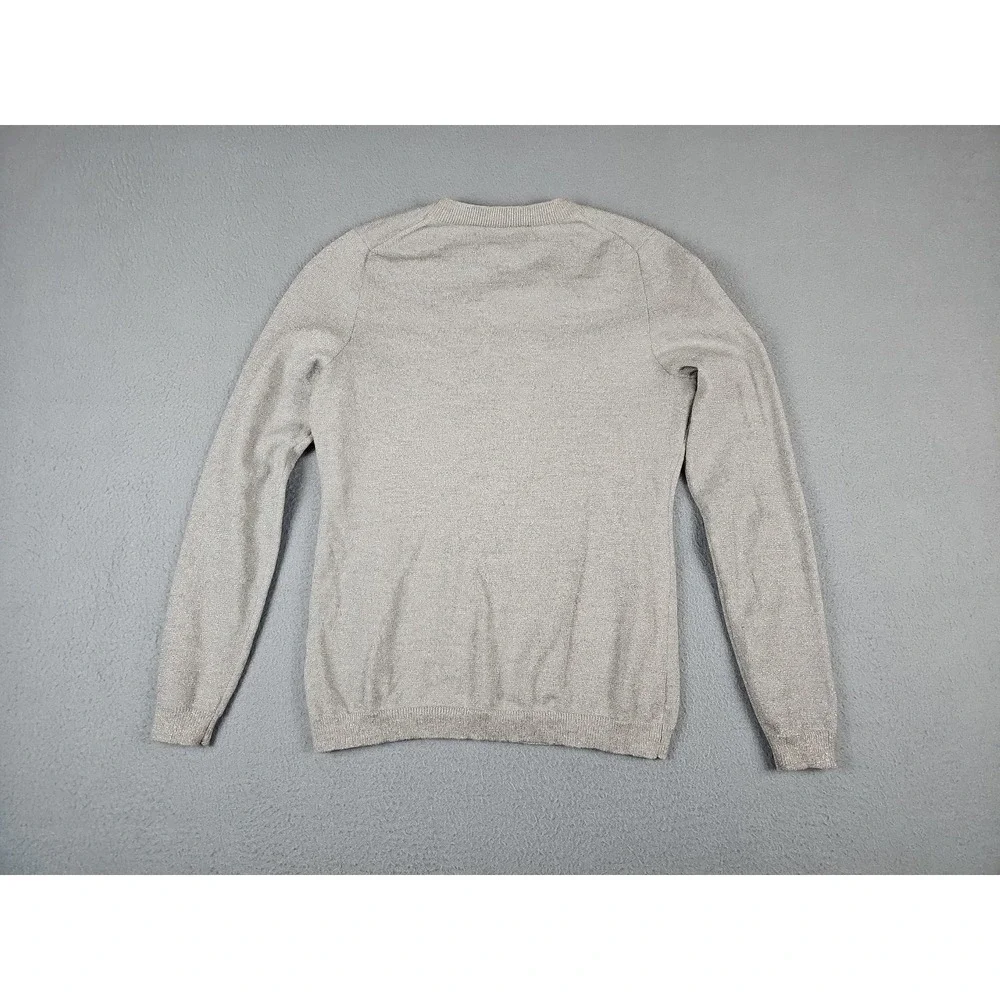 Banana Republic Women XS Petite Sweater Fine Italian Merino Wool Silver Metallic - Picture 7 of 9